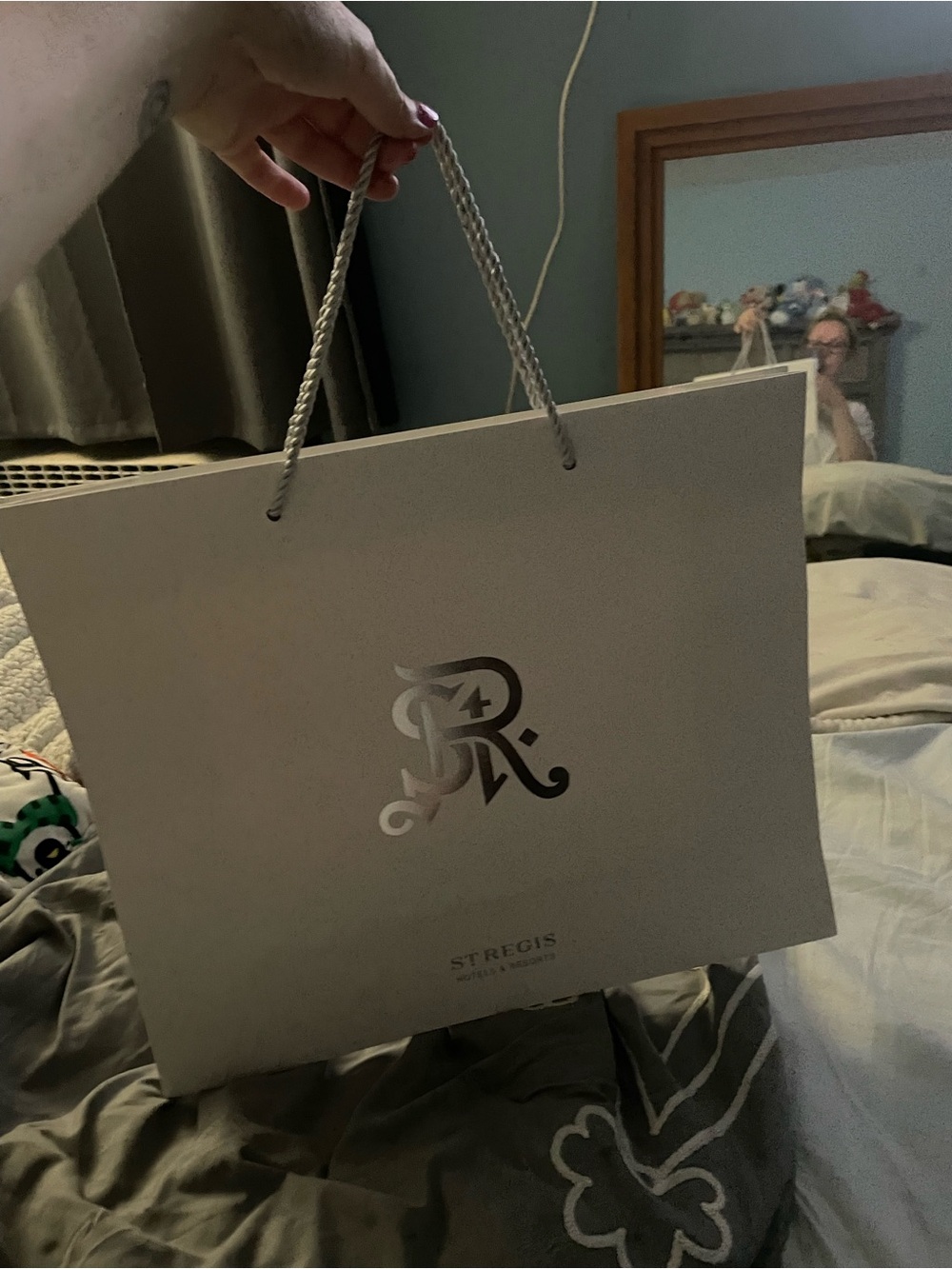 St. Regis hotel logo white shopping bag